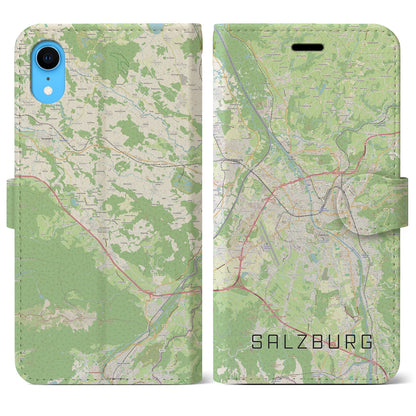 【ザルツブルク（オーストリア）】地図柄iPhoneケース（手帳タイプ）ナチュラル・iPhone XR 用