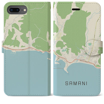 【様似（北海道）】地図柄iPhoneケース（手帳タイプ）ナチュラル・iPhone 8Plus /7Plus / 6sPlus / 6Plus 用