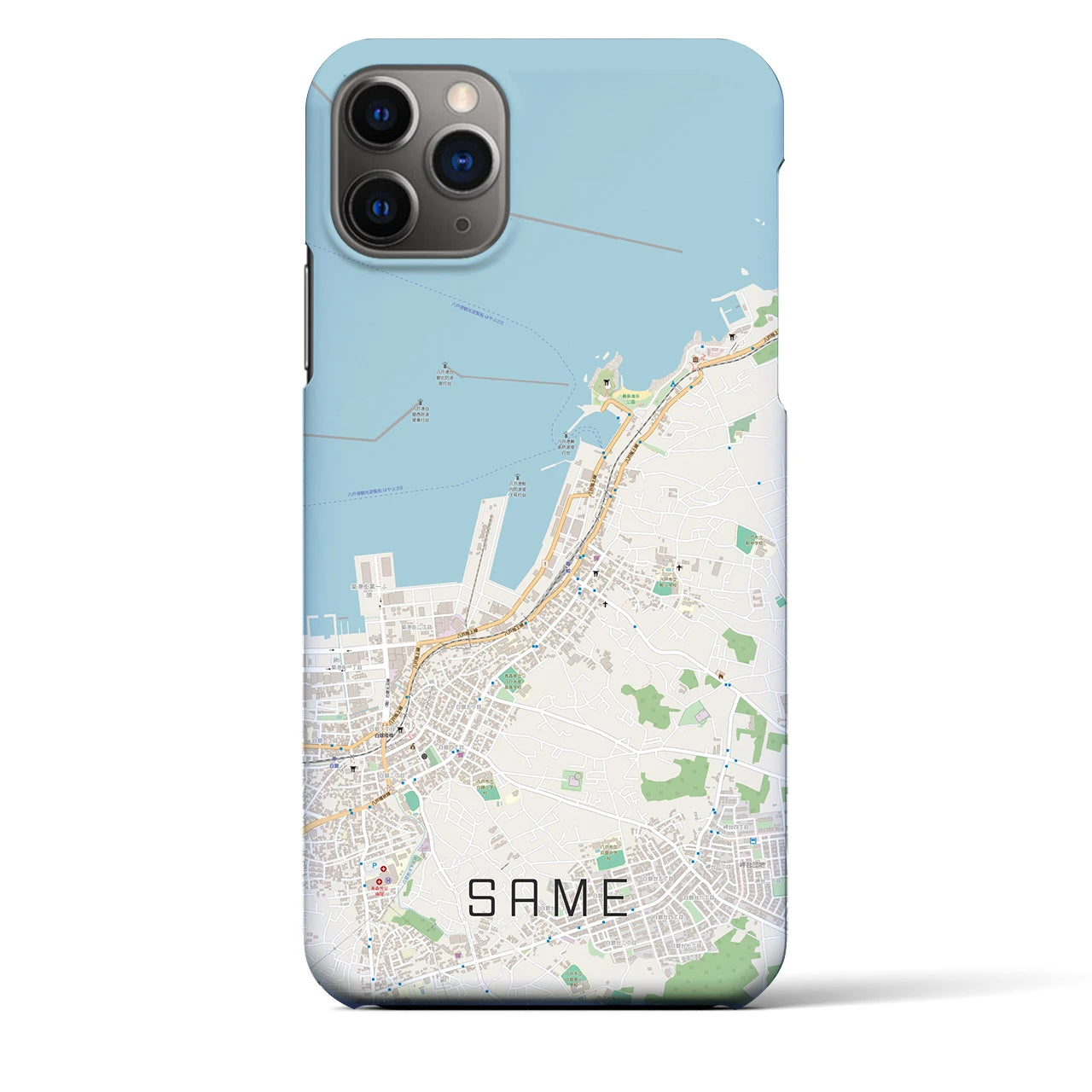 【鮫】地図柄iPhoneケース（バックカバータイプ・ナチュラル）iPhone 11 Pro Max 用
