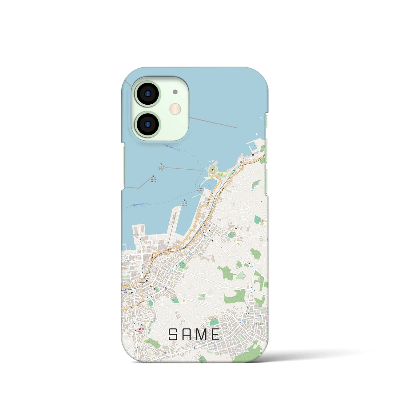 【鮫】地図柄iPhoneケース（バックカバータイプ・ナチュラル）iPhone 12 mini 用