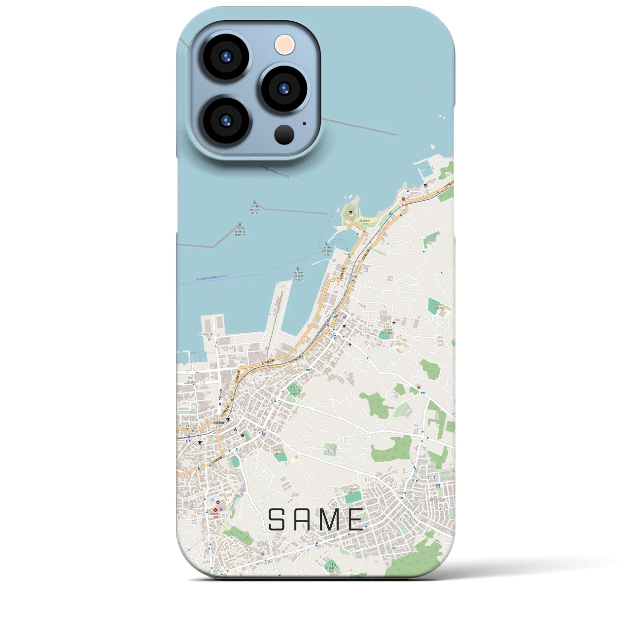 【鮫】地図柄iPhoneケース（バックカバータイプ・ナチュラル）iPhone 13 Pro Max 用