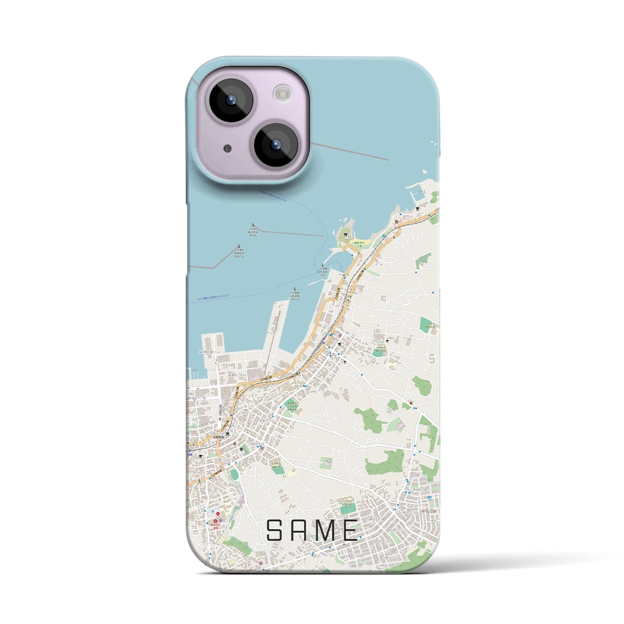 【鮫】地図柄iPhoneケース（バックカバータイプ・ナチュラル）iPhone 14 用