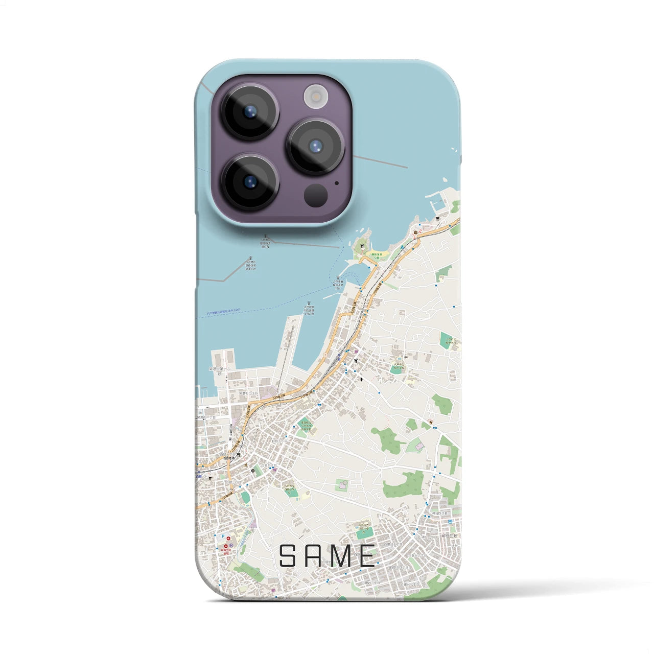 【鮫】地図柄iPhoneケース（バックカバータイプ・ナチュラル）iPhone 14 Pro 用
