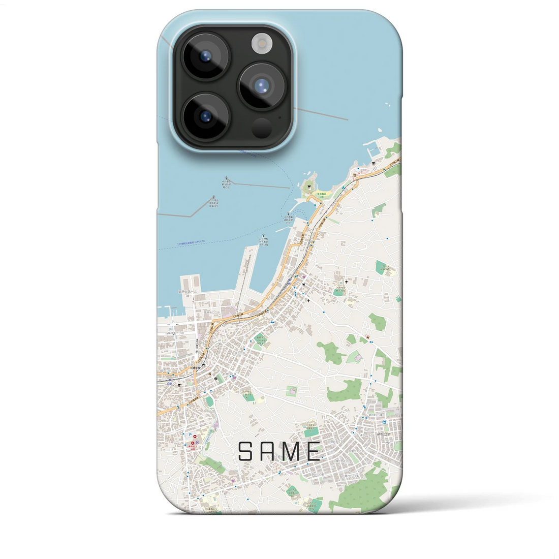 【鮫】地図柄iPhoneケース（バックカバータイプ・ナチュラル）iPhone 15 Pro Max 用