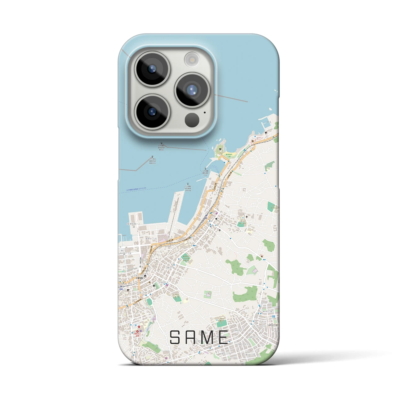 【鮫】地図柄iPhoneケース（バックカバータイプ・ナチュラル）iPhone 15 Pro 用
