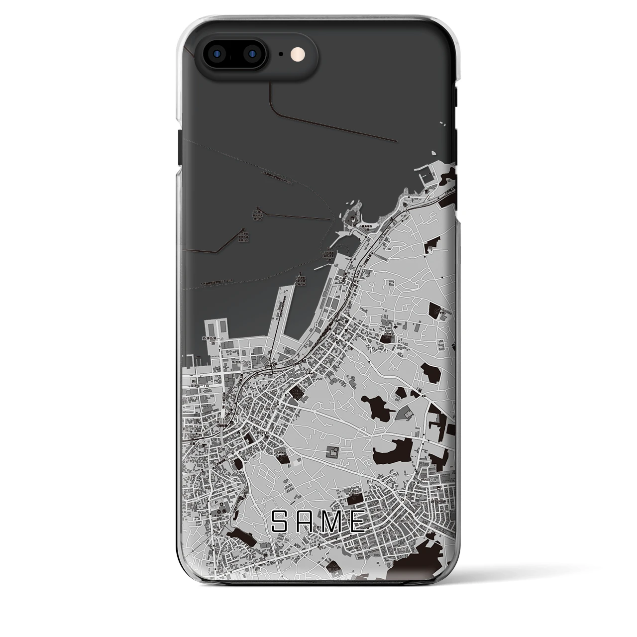 【鮫】地図柄iPhoneケース（クリアタイプ・モノトーン）iPhone 8Plus /7Plus / 6sPlus / 6Plus 用