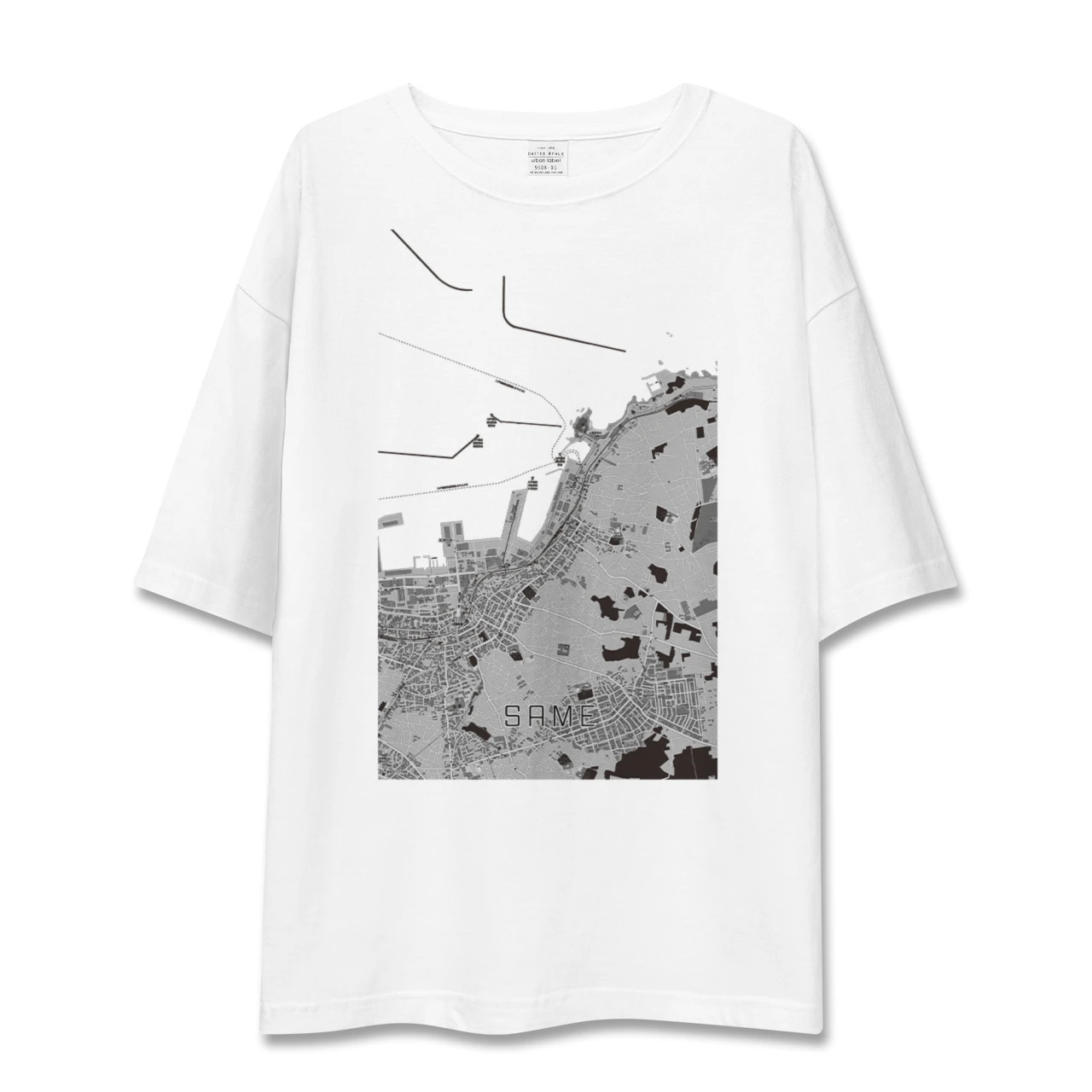 【鮫（青森県）】地図柄ビッグシルエットTシャツ