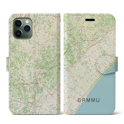 【山武（千葉県）】地図柄iPhoneケース（手帳タイプ）ナチュラル・iPhone 11 Pro 用