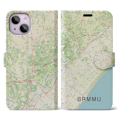 【山武（千葉県）】地図柄iPhoneケース（手帳タイプ）ナチュラル・iPhone 14 用