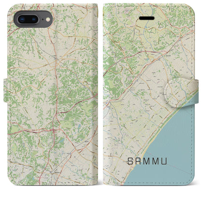 【山武（千葉県）】地図柄iPhoneケース（手帳タイプ）ナチュラル・iPhone 8Plus /7Plus / 6sPlus / 6Plus 用