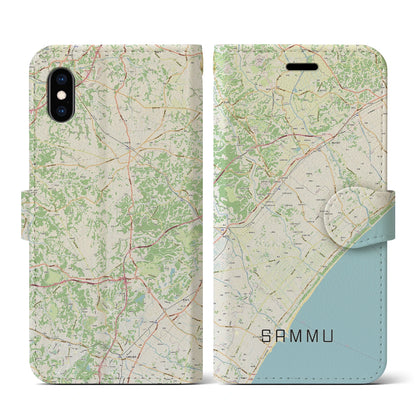 【山武（千葉県）】地図柄iPhoneケース（手帳タイプ）ナチュラル・iPhone XS / X 用