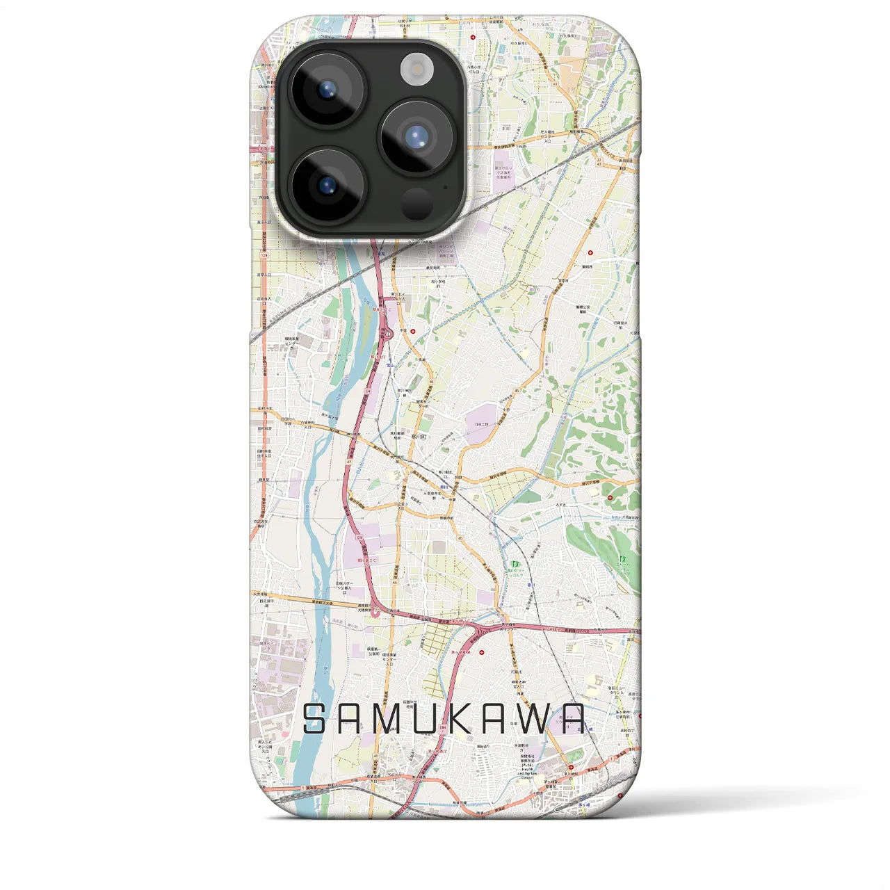 【寒川】地図柄iPhoneケース（バックカバータイプ・ナチュラル）iPhone 15 Pro Max 用