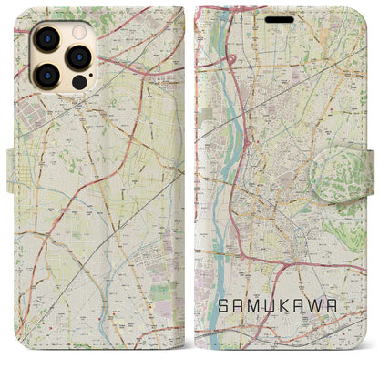 【寒川（神奈川県）】地図柄iPhoneケース（手帳タイプ）ナチュラル・iPhone 12 Pro Max 用