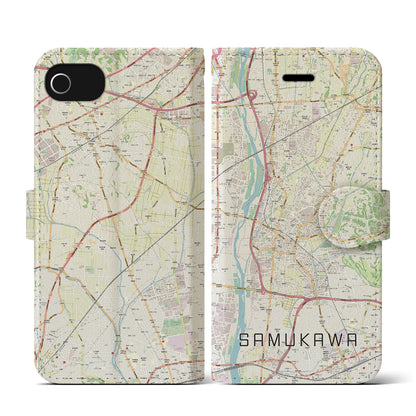 【寒川（神奈川県）】地図柄iPhoneケース（手帳タイプ）ナチュラル・iPhone SE（第3 / 第2世代） / 8 / 7 / 6s / 6 用