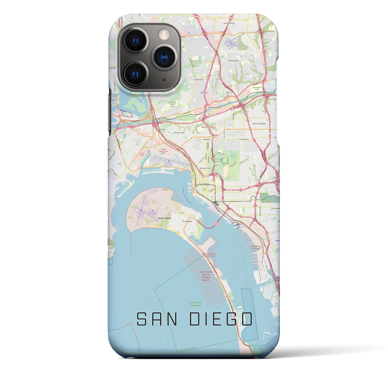 【サンディエゴ】地図柄iPhoneケース（バックカバータイプ・ナチュラル）iPhone 11 Pro Max 用