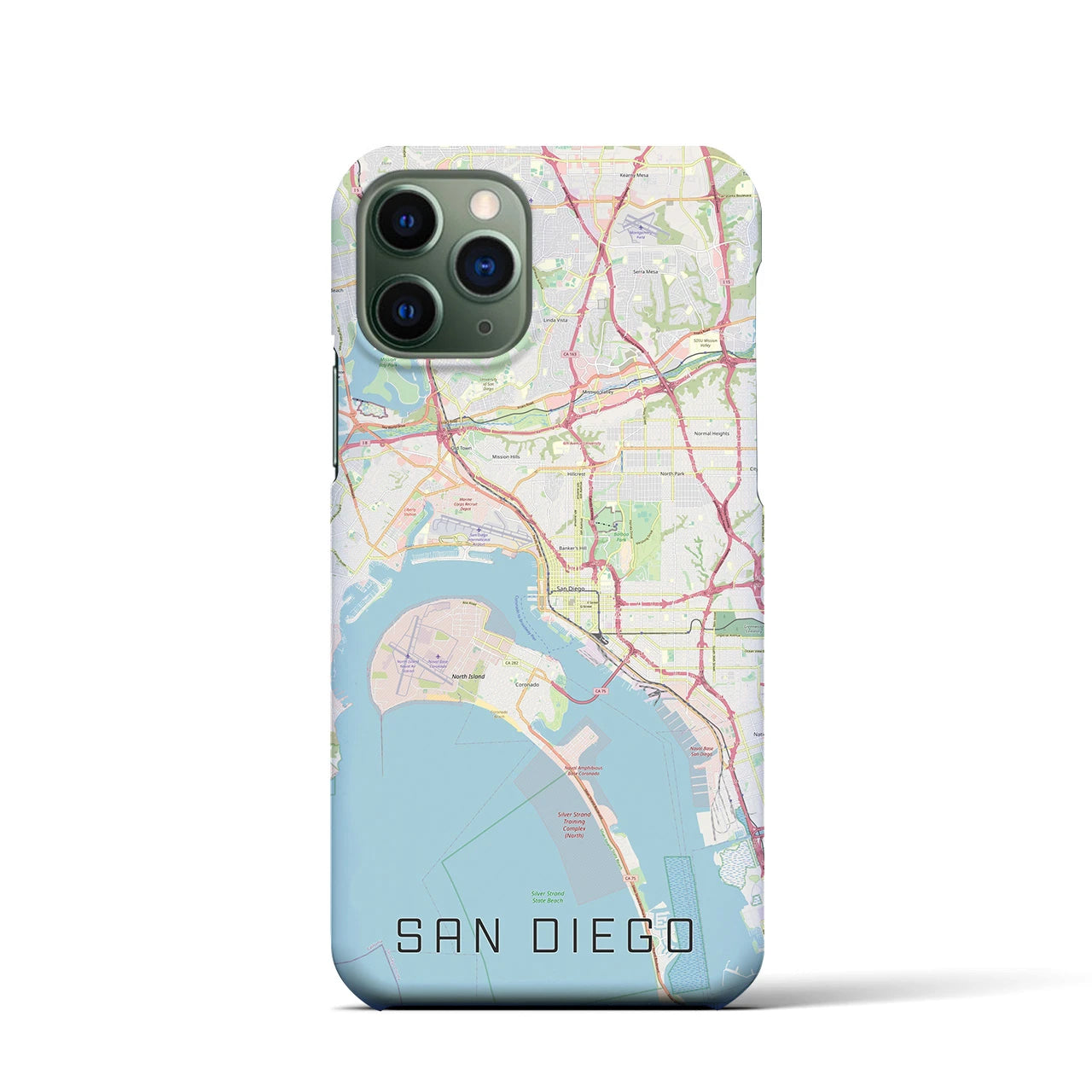 【サンディエゴ】地図柄iPhoneケース（バックカバータイプ・ナチュラル）iPhone 11 Pro 用