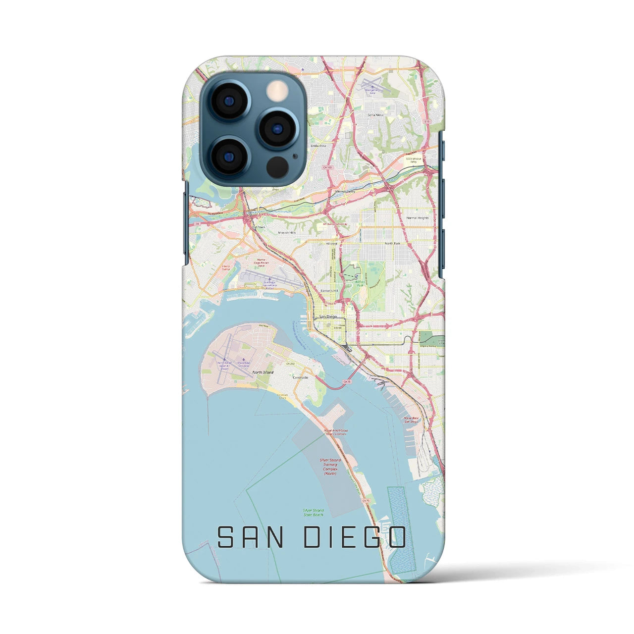 【サンディエゴ】地図柄iPhoneケース（バックカバータイプ・ナチュラル）iPhone 12 / 12 Pro 用