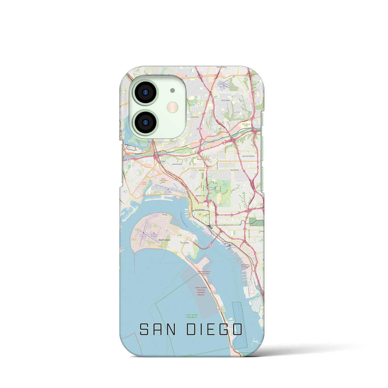 【サンディエゴ】地図柄iPhoneケース（バックカバータイプ・ナチュラル）iPhone 12 mini 用