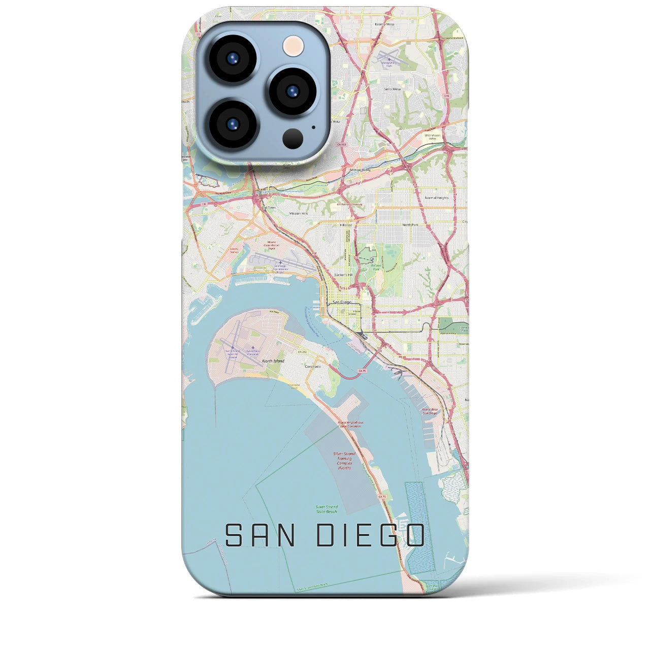 【サンディエゴ】地図柄iPhoneケース（バックカバータイプ・ナチュラル）iPhone 13 Pro Max 用