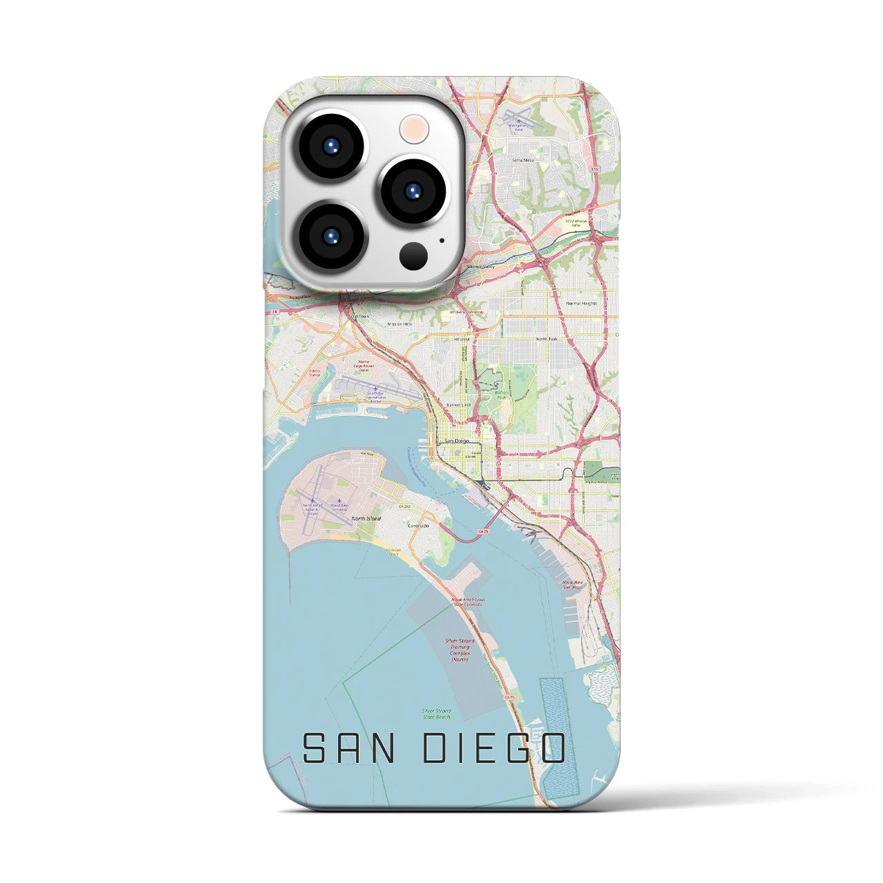 【サンディエゴ】地図柄iPhoneケース（バックカバータイプ・ナチュラル）iPhone 13 Pro 用