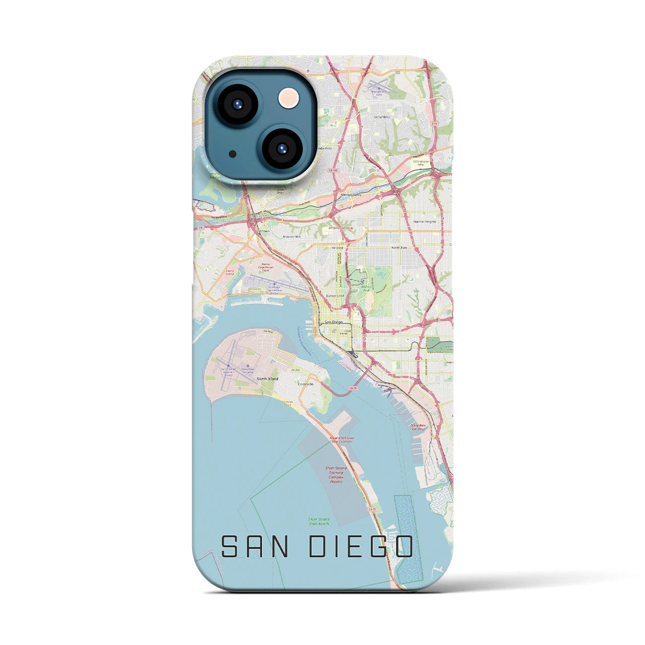 【サンディエゴ】地図柄iPhoneケース（バックカバータイプ・ナチュラル）iPhone 13 用