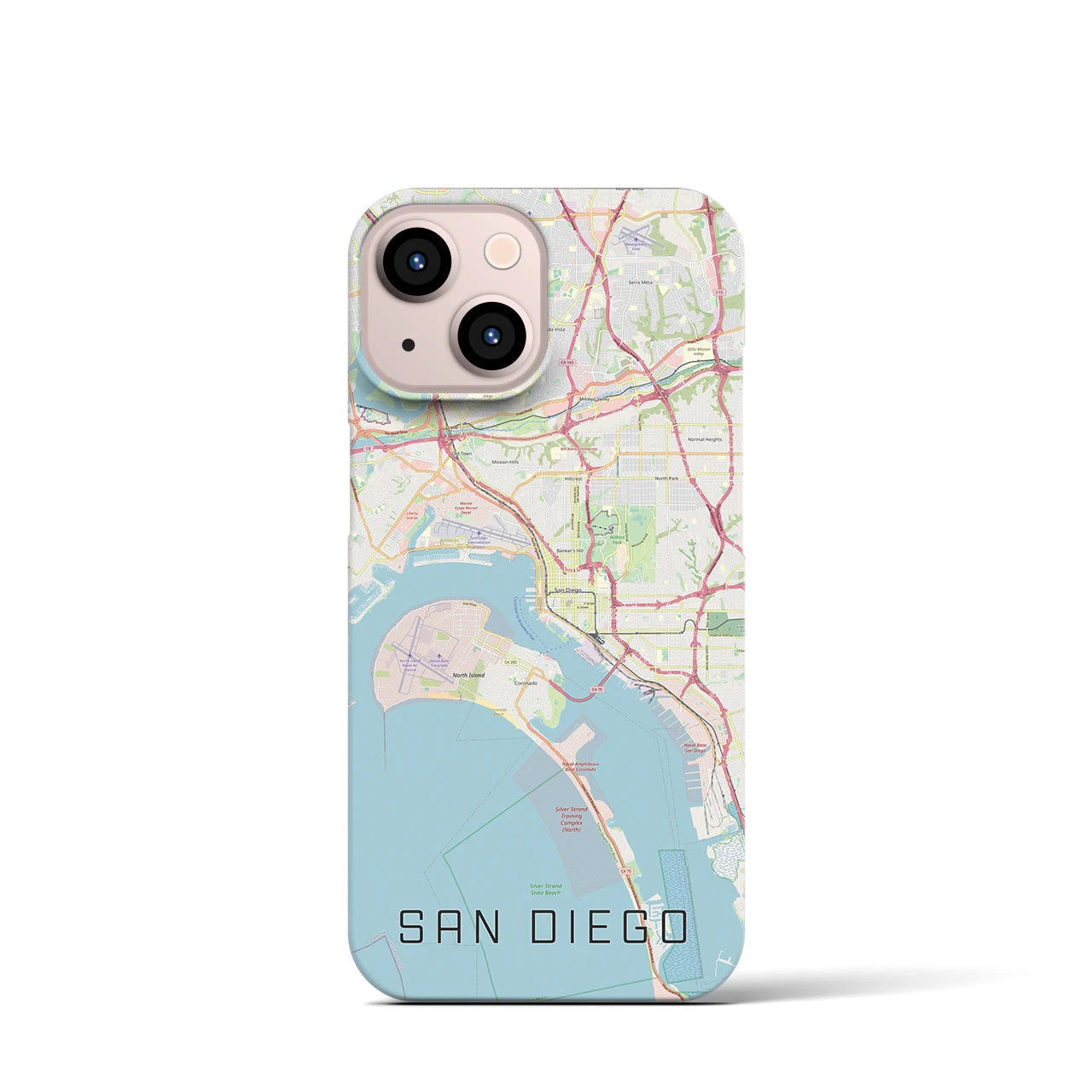 【サンディエゴ】地図柄iPhoneケース（バックカバータイプ・ナチュラル）iPhone 13 mini 用