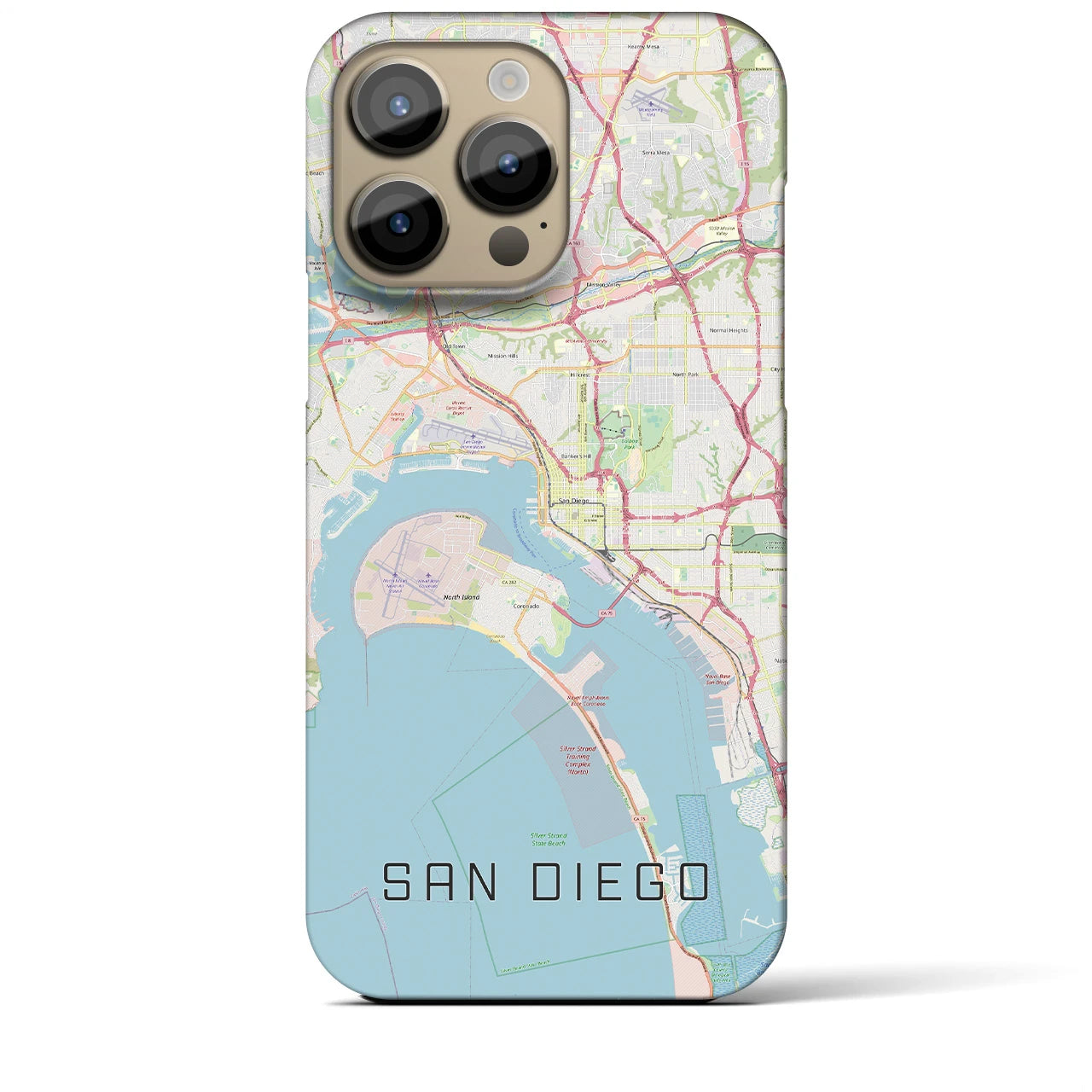 【サンディエゴ】地図柄iPhoneケース（バックカバータイプ・ナチュラル）iPhone 14 Pro Max 用