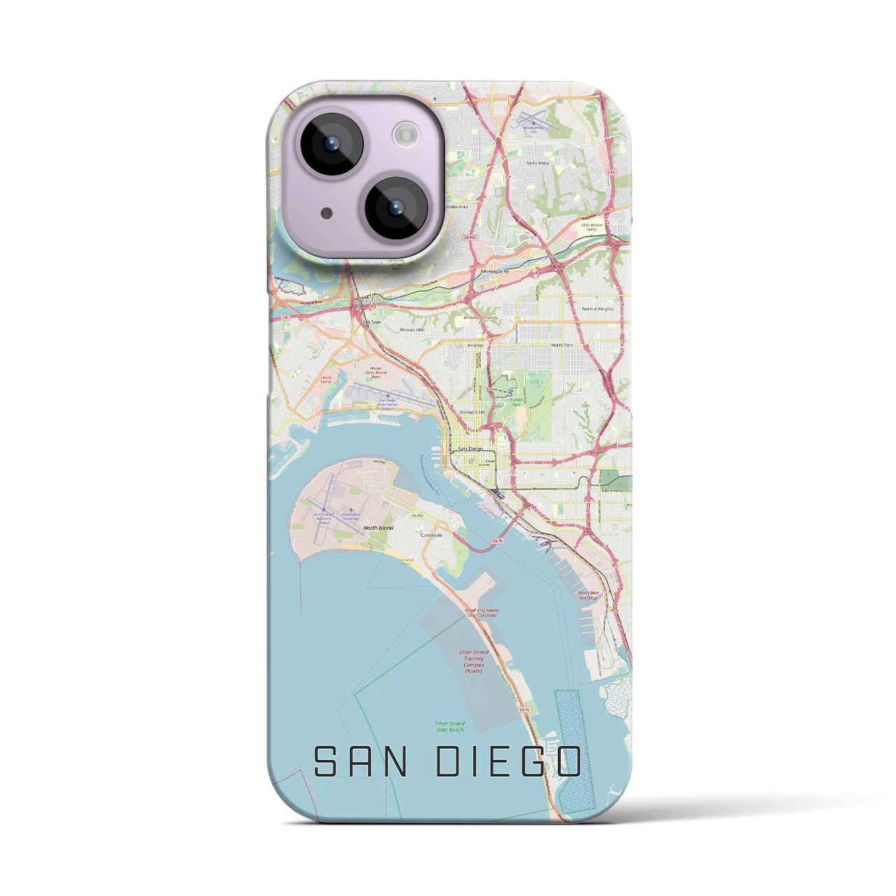 【サンディエゴ】地図柄iPhoneケース（バックカバータイプ・ナチュラル）iPhone 14 用