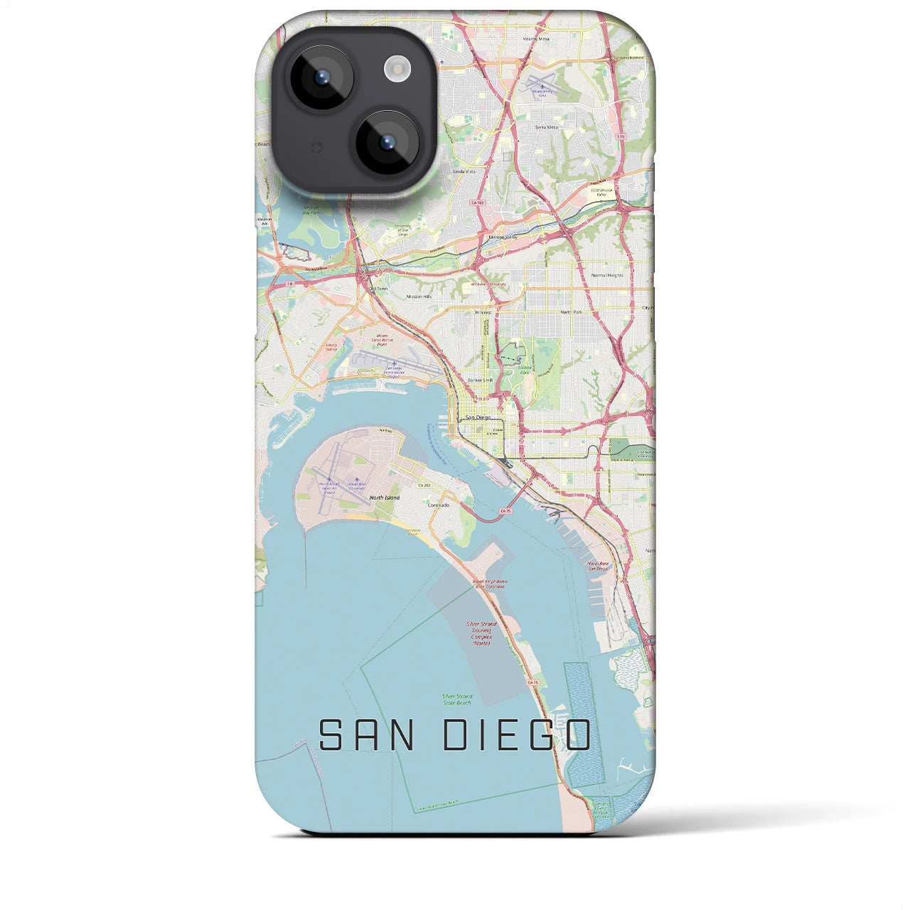 【サンディエゴ】地図柄iPhoneケース（バックカバータイプ・ナチュラル）iPhone 14 Plus 用
