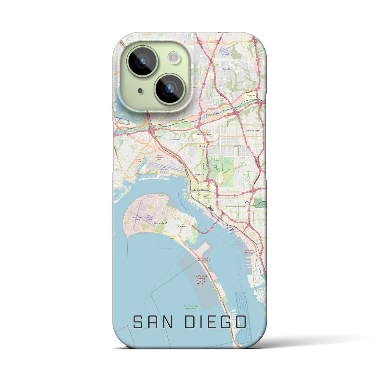 【サンディエゴ】地図柄iPhoneケース（バックカバータイプ・ナチュラル）iPhone 15 用