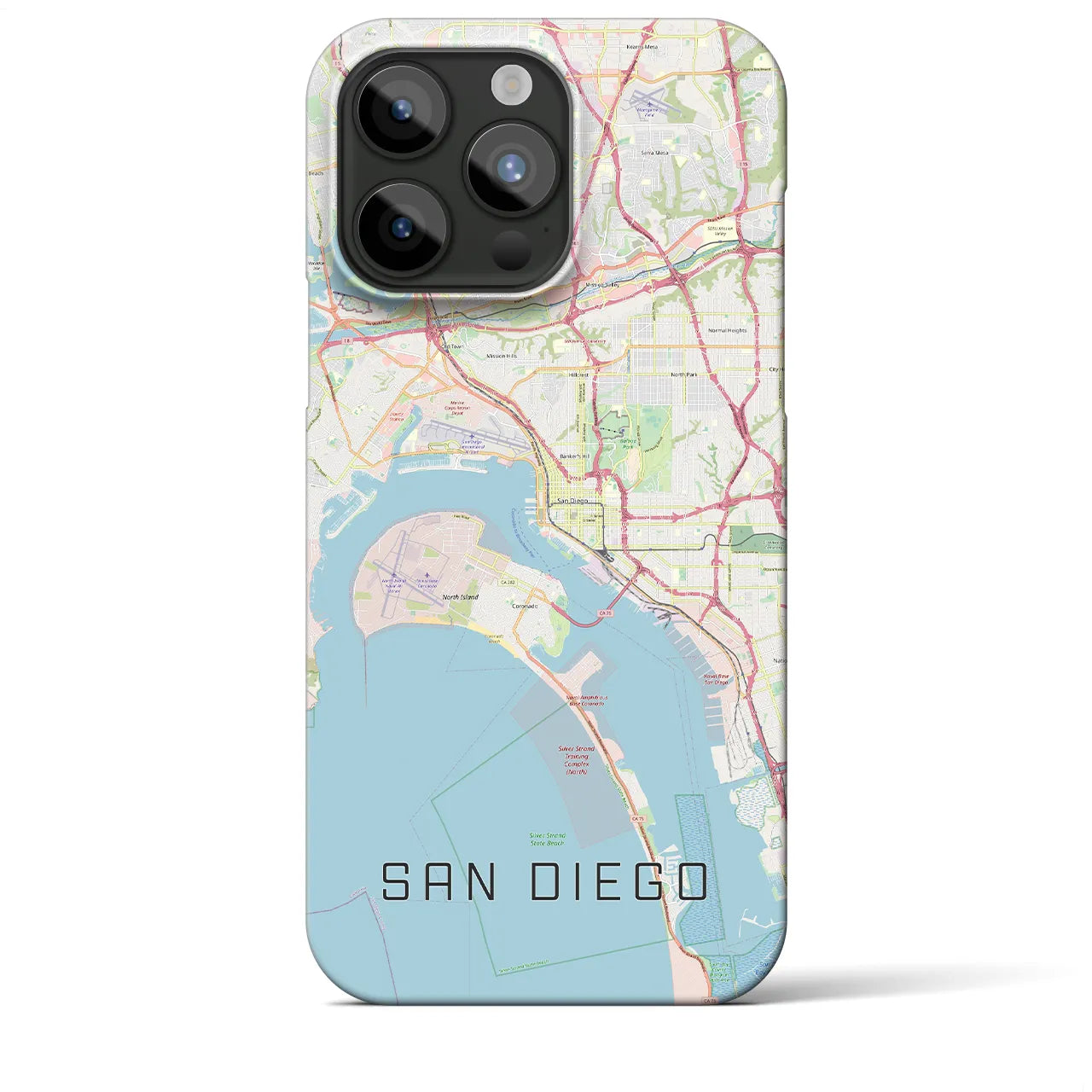 【サンディエゴ】地図柄iPhoneケース（バックカバータイプ・ナチュラル）iPhone 15 Pro Max 用