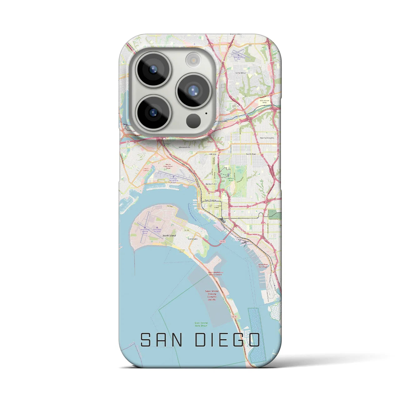 【サンディエゴ】地図柄iPhoneケース（バックカバータイプ・ナチュラル）iPhone 15 Pro 用