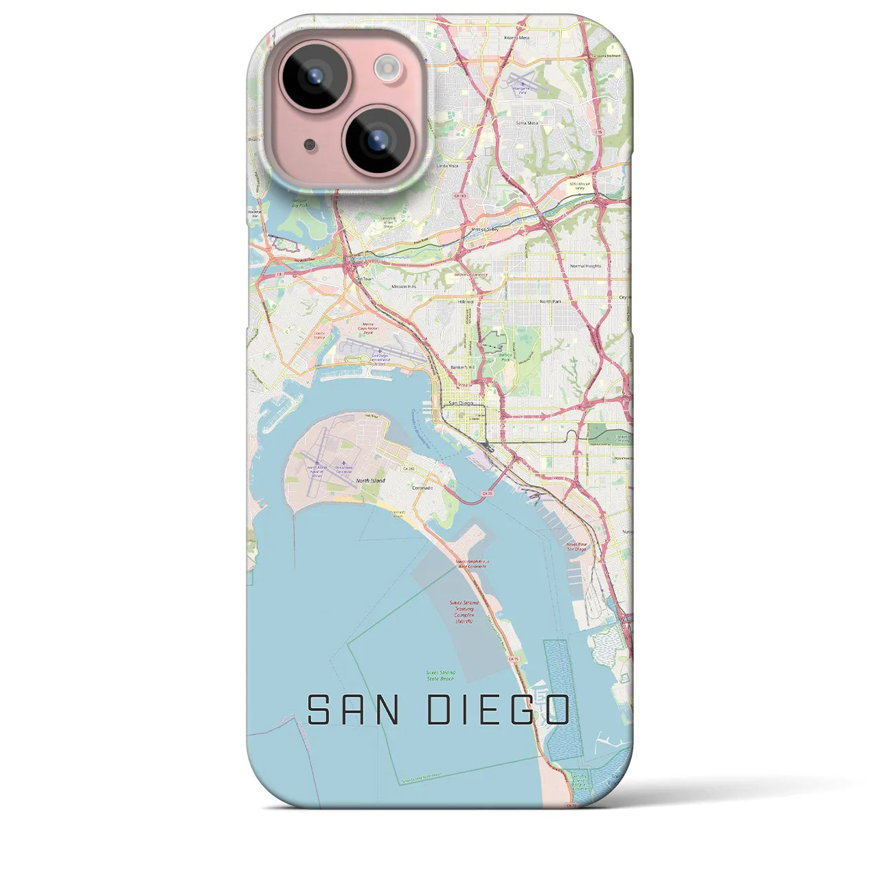 【サンディエゴ】地図柄iPhoneケース（バックカバータイプ・ナチュラル）iPhone 15 Plus 用