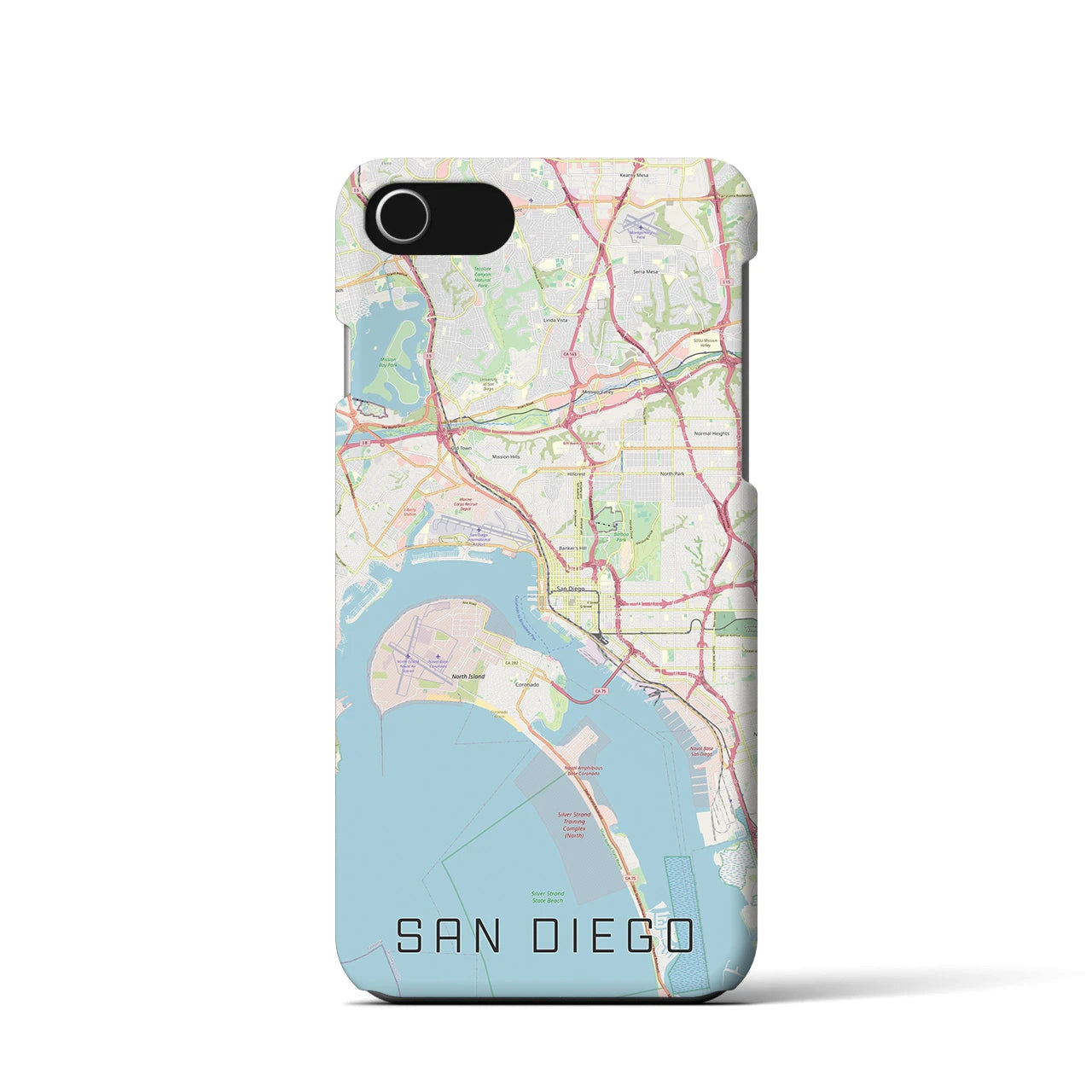 【サンディエゴ】地図柄iPhoneケース（バックカバータイプ・ナチュラル）iPhone SE（第3 / 第2世代） / 8 / 7 / 6s / 6 用