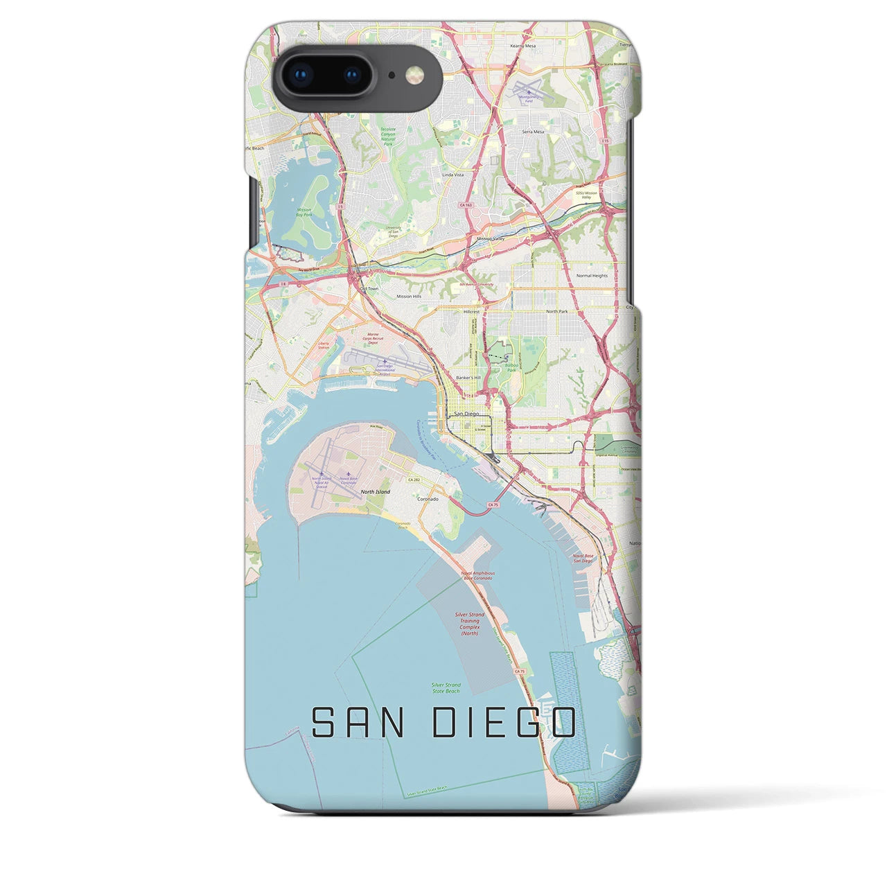 【サンディエゴ】地図柄iPhoneケース（バックカバータイプ・ナチュラル）iPhone 8Plus /7Plus / 6sPlus / 6Plus 用
