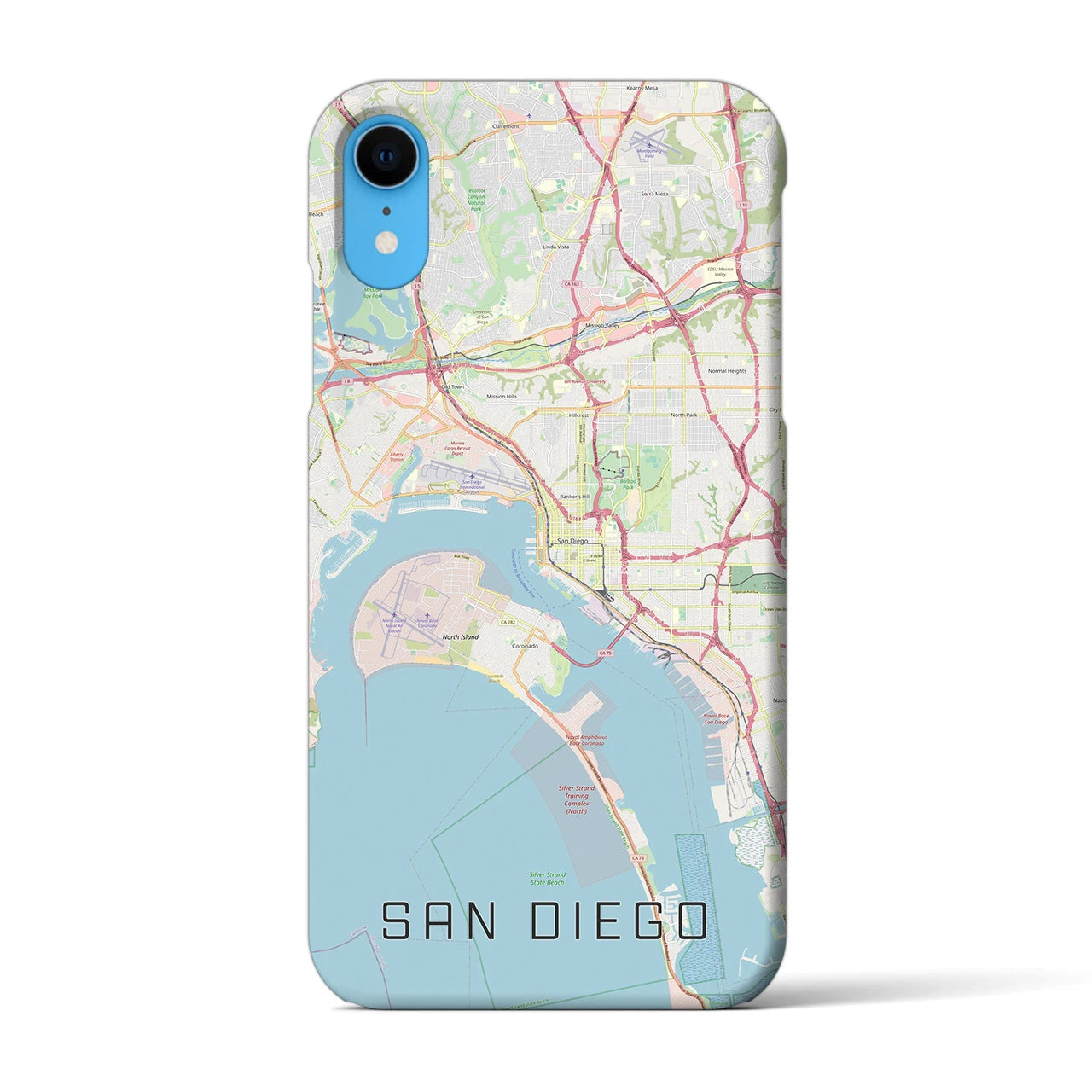 【サンディエゴ】地図柄iPhoneケース（バックカバータイプ・ナチュラル）iPhone XR 用