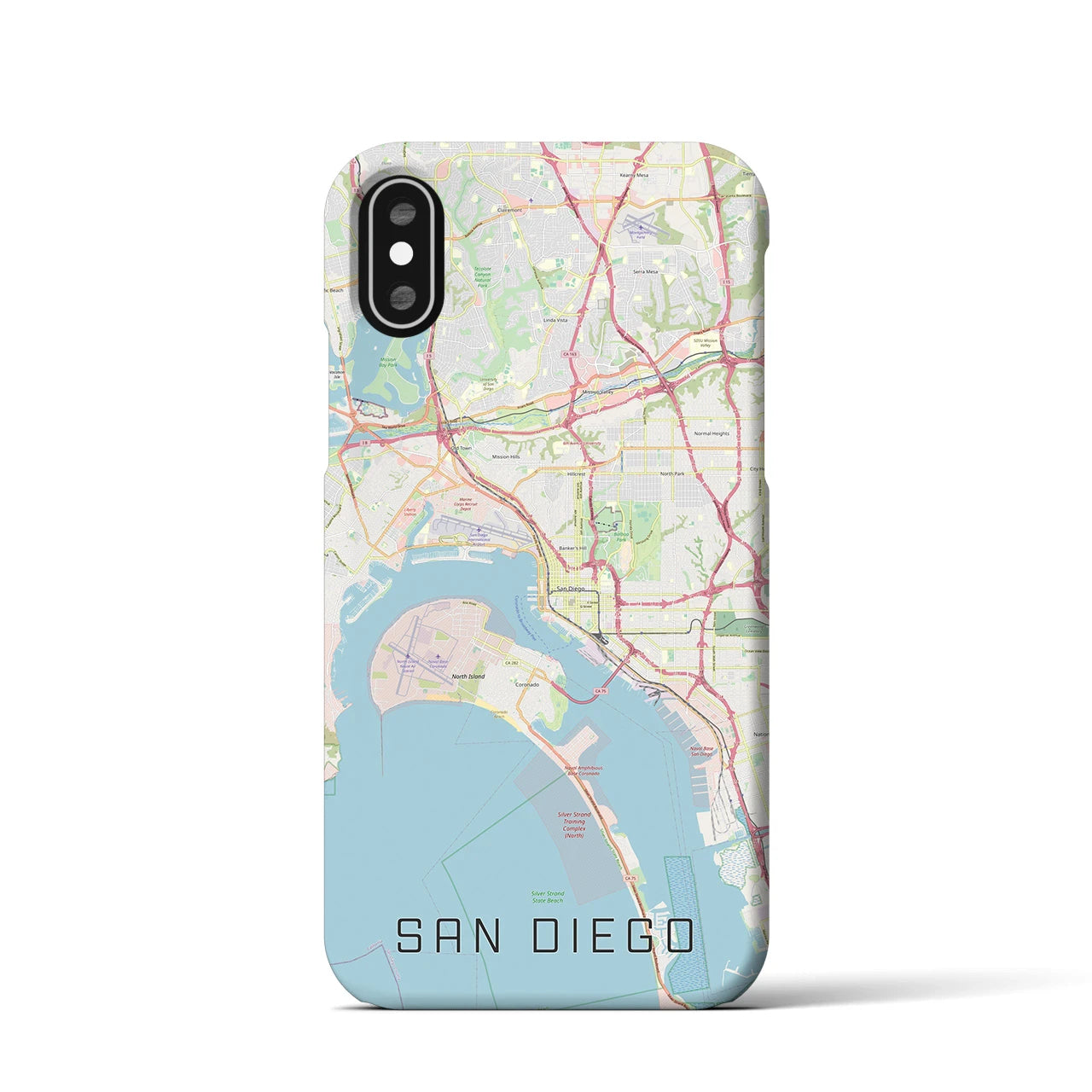 【サンディエゴ】地図柄iPhoneケース（バックカバータイプ・ナチュラル）iPhone XS / X 用