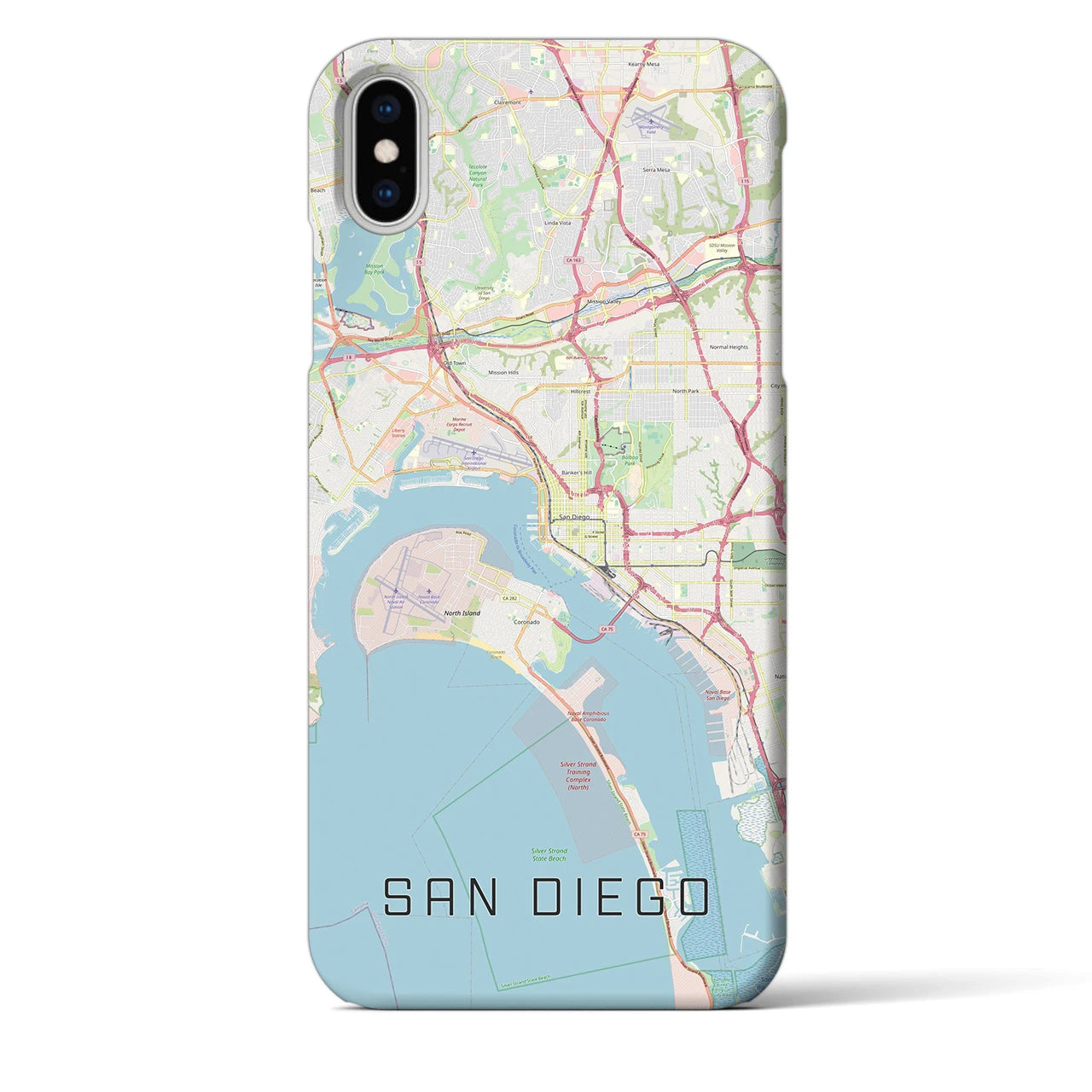 【サンディエゴ】地図柄iPhoneケース（バックカバータイプ・ナチュラル）iPhone XS Max 用