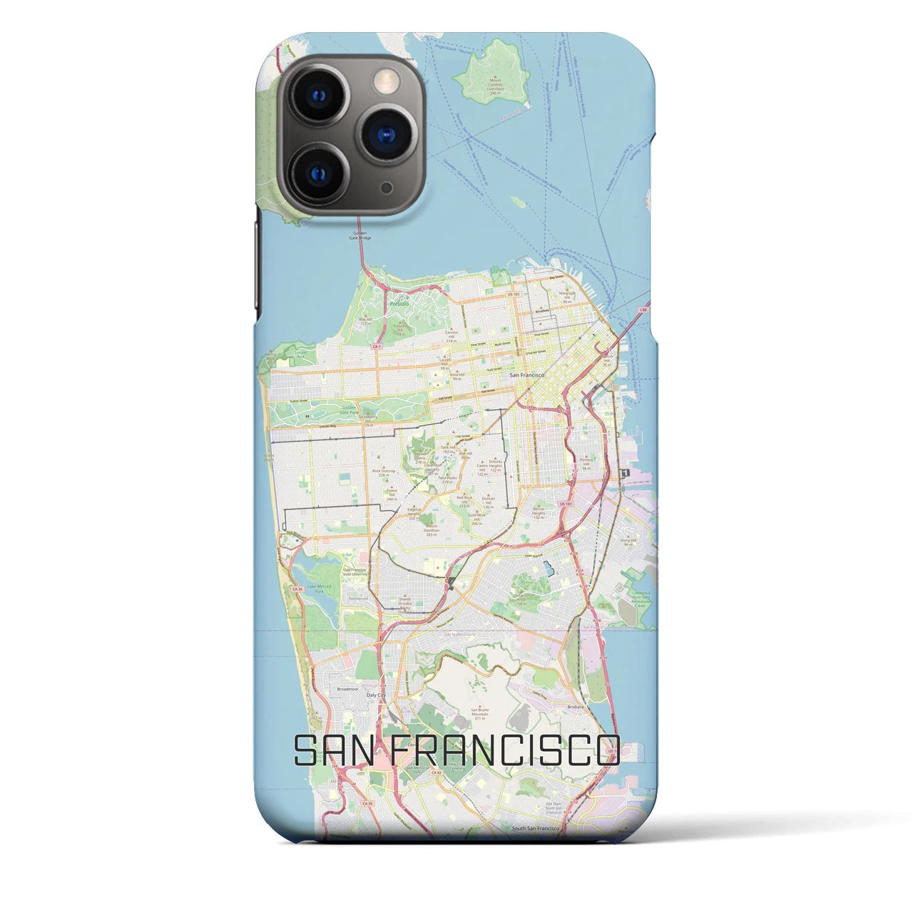 【サンフランシスコ】地図柄iPhoneケース（バックカバータイプ・ナチュラル）iPhone 11 Pro Max 用