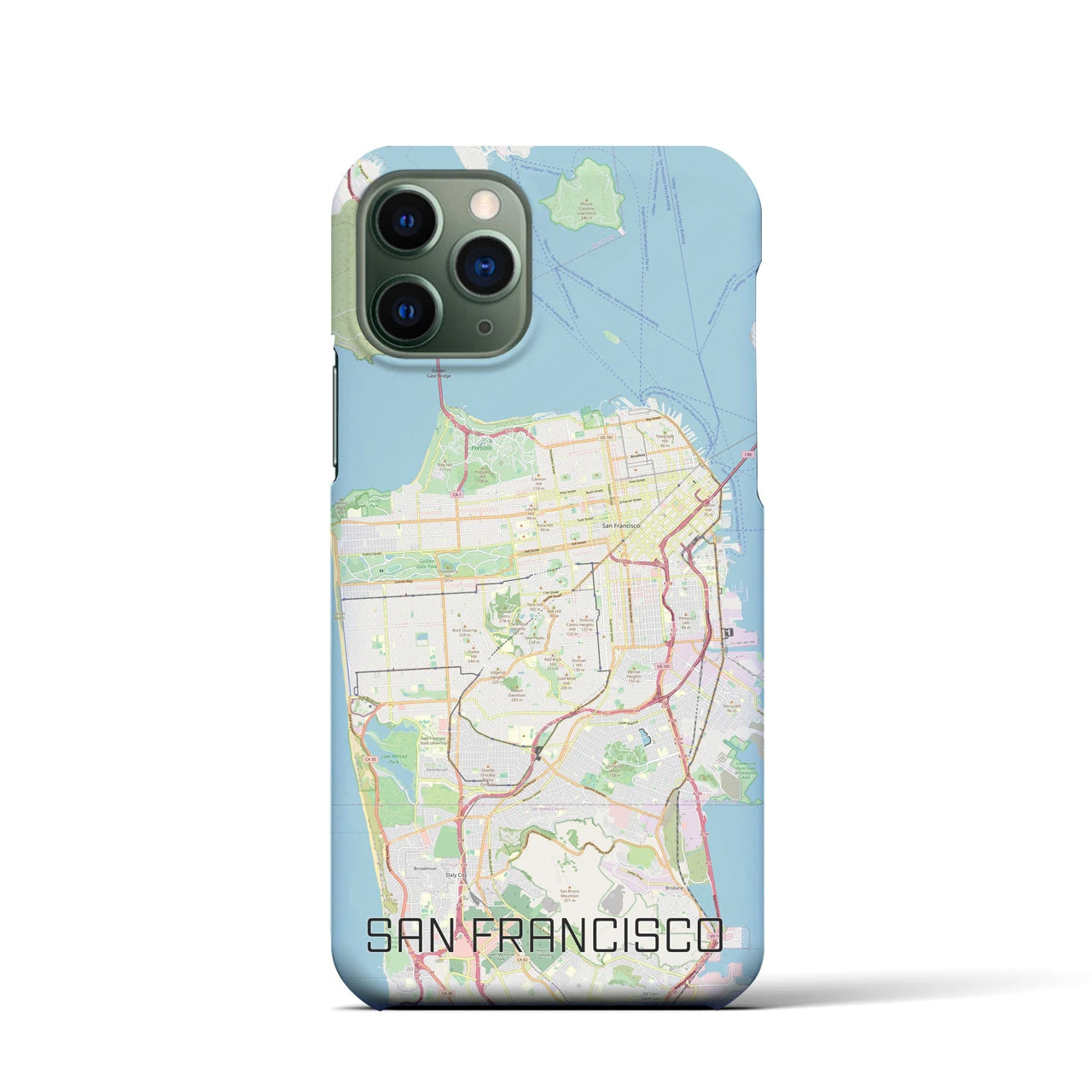 【サンフランシスコ】地図柄iPhoneケース（バックカバータイプ・ナチュラル）iPhone 11 Pro 用