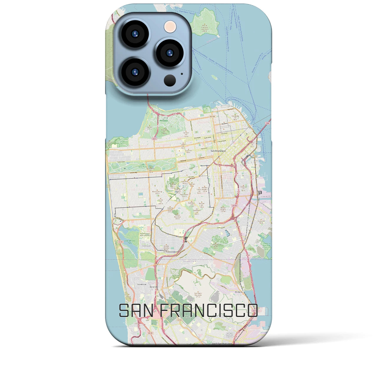 【サンフランシスコ】地図柄iPhoneケース（バックカバータイプ・ナチュラル）iPhone 13 Pro Max 用