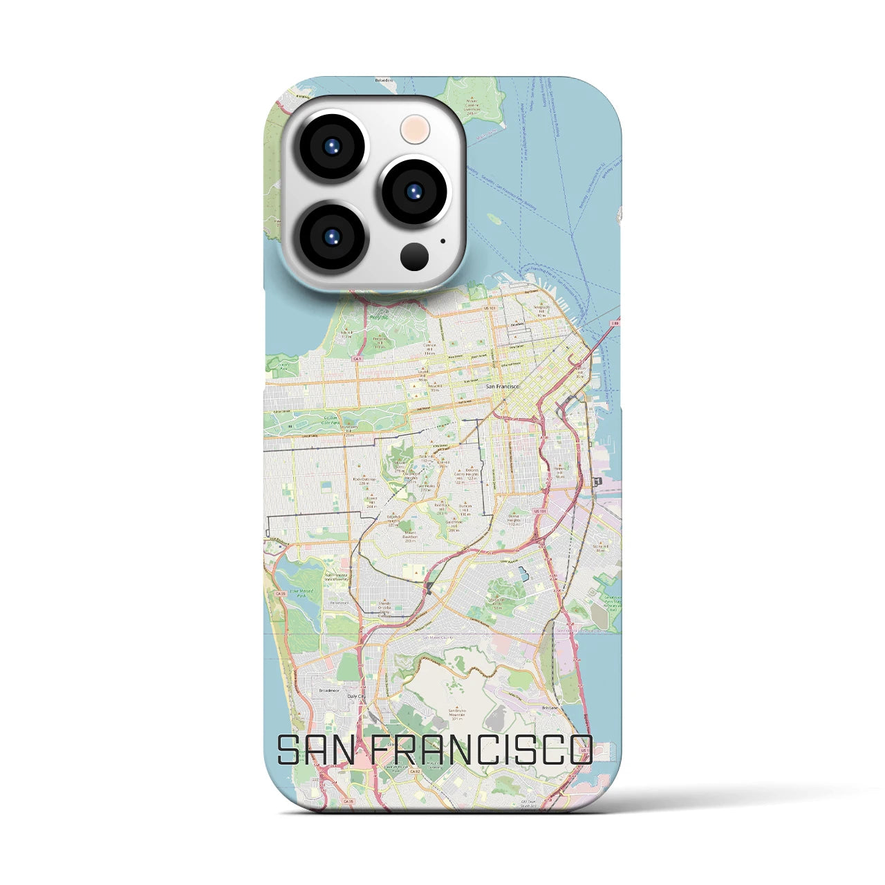 【サンフランシスコ】地図柄iPhoneケース（バックカバータイプ・ナチュラル）iPhone 13 Pro 用
