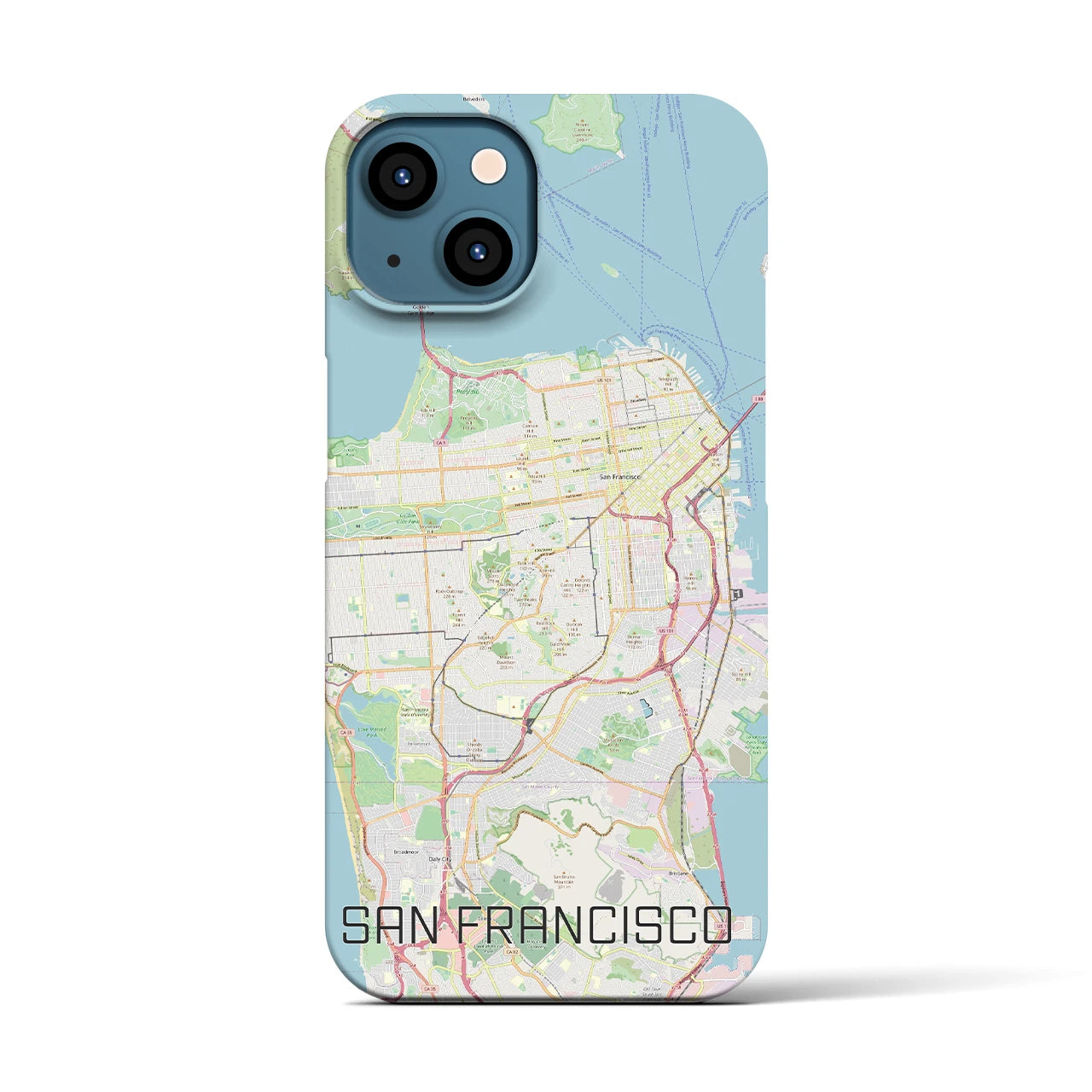 【サンフランシスコ】地図柄iPhoneケース（バックカバータイプ・ナチュラル）iPhone 13 用
