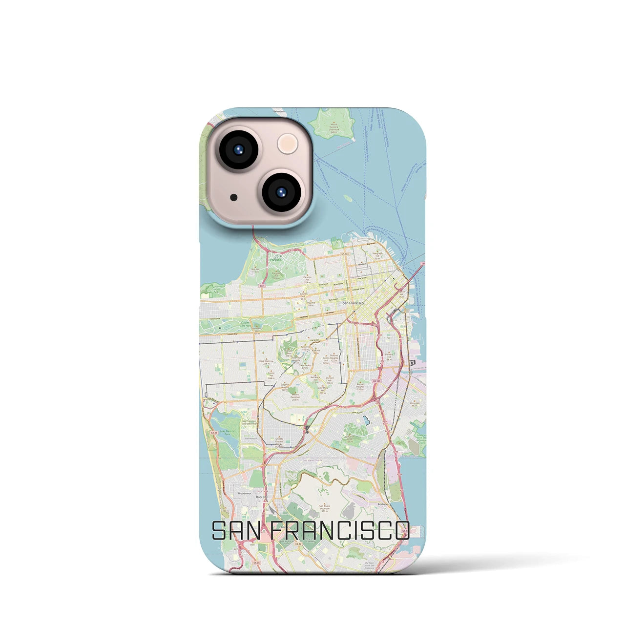 【サンフランシスコ】地図柄iPhoneケース（バックカバータイプ・ナチュラル）iPhone 13 mini 用