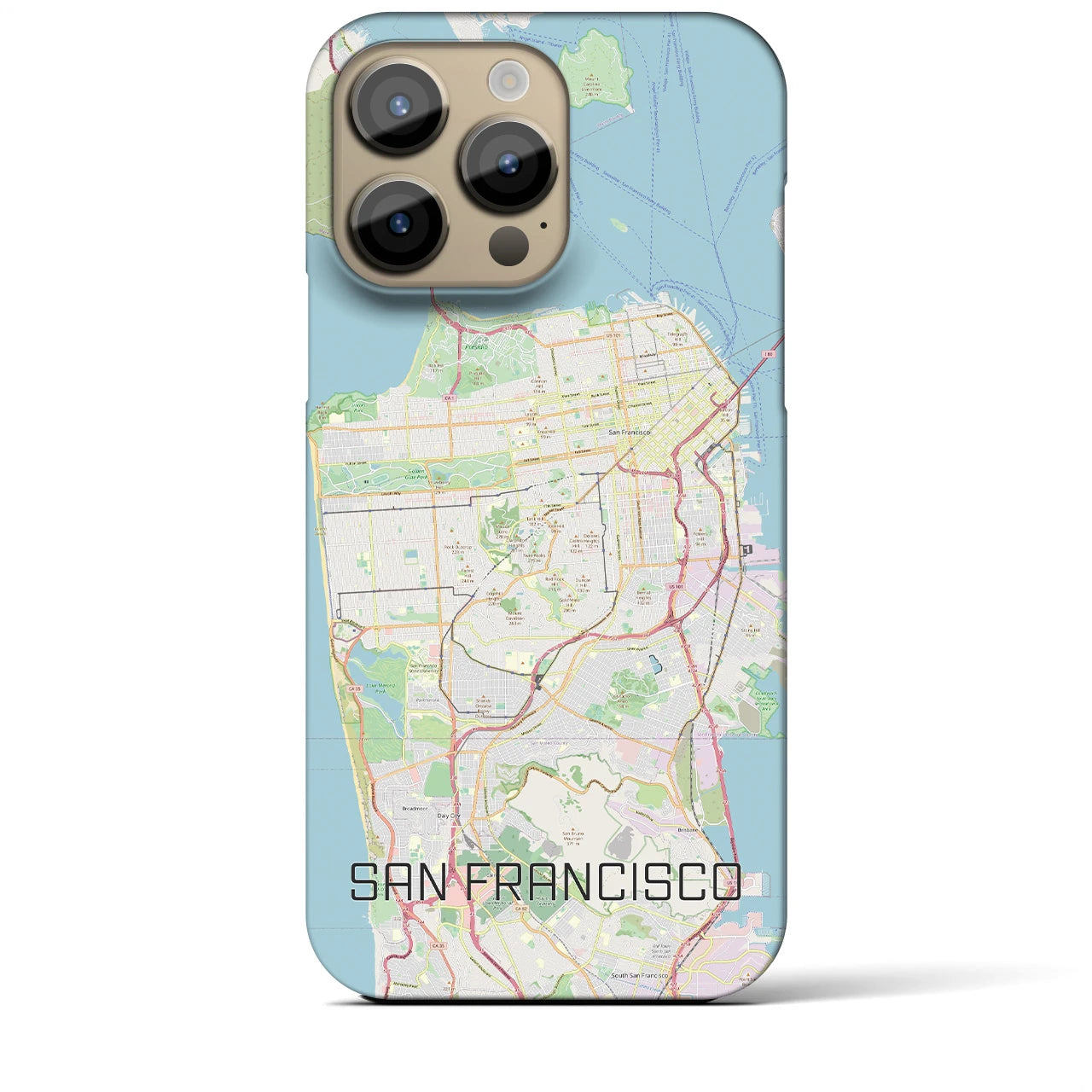 【サンフランシスコ】地図柄iPhoneケース（バックカバータイプ・ナチュラル）iPhone 14 Pro Max 用