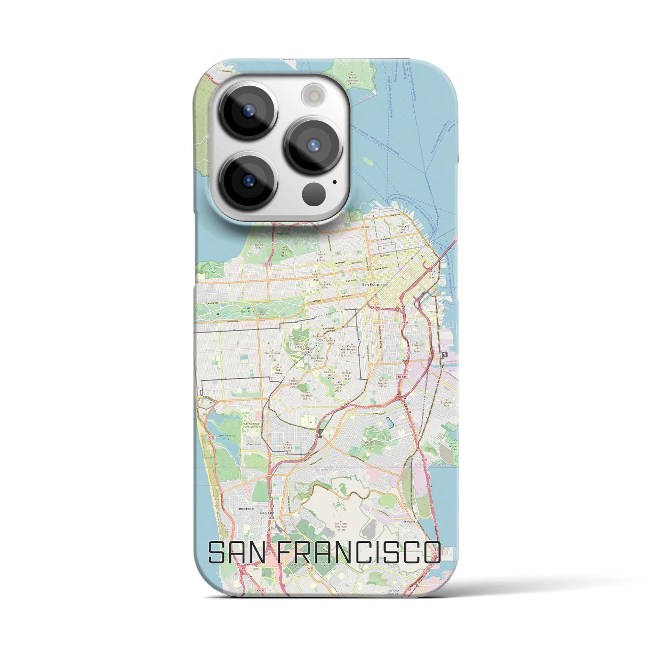 【サンフランシスコ】地図柄iPhoneケース（バックカバータイプ・ナチュラル）iPhone 14 Pro 用