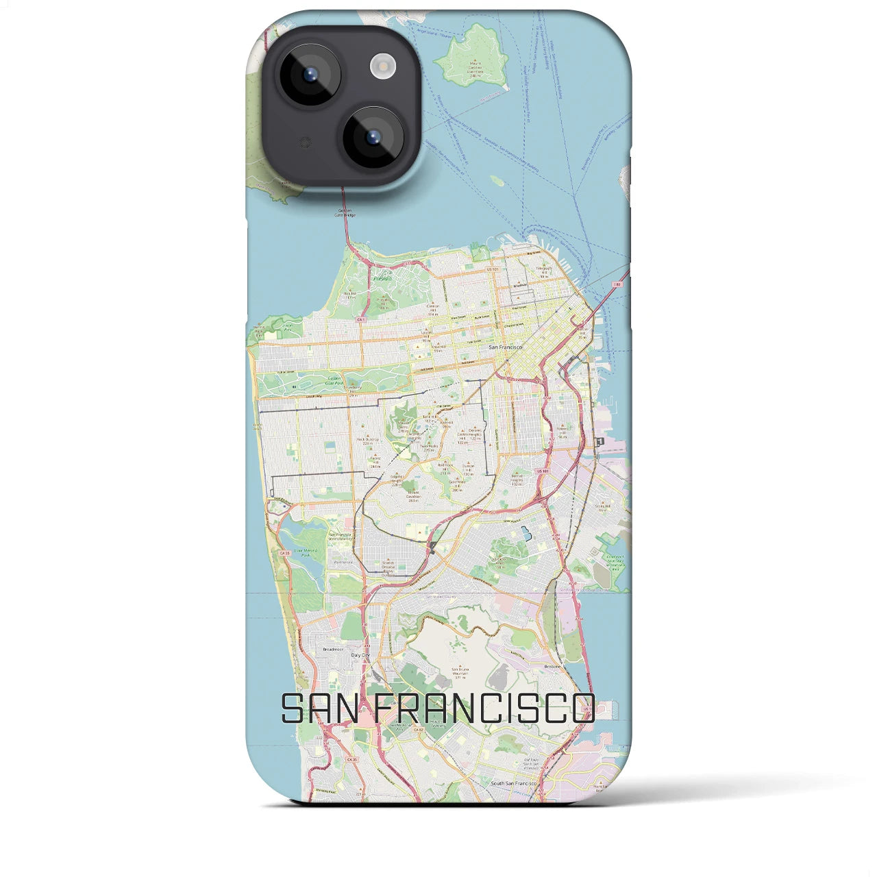 【サンフランシスコ】地図柄iPhoneケース（バックカバータイプ・ナチュラル）iPhone 14 Plus 用