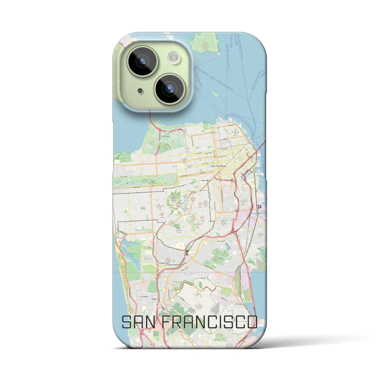 【サンフランシスコ】地図柄iPhoneケース（バックカバータイプ・ナチュラル）iPhone 15 用