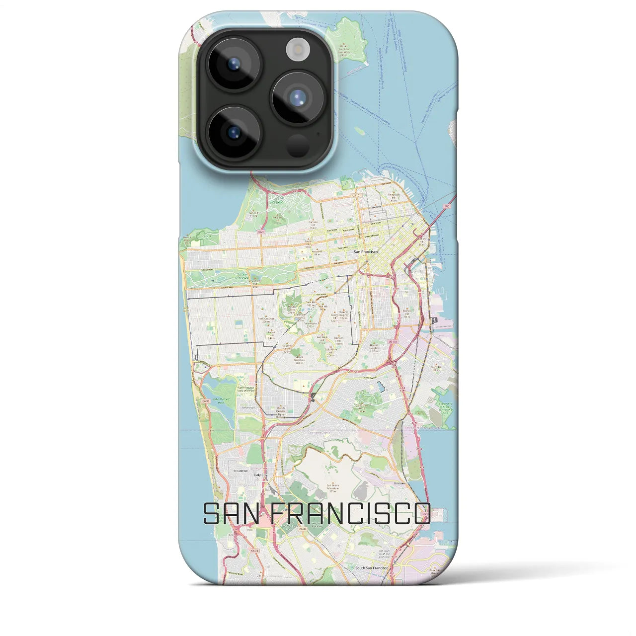 【サンフランシスコ】地図柄iPhoneケース（バックカバータイプ・ナチュラル）iPhone 15 Pro Max 用