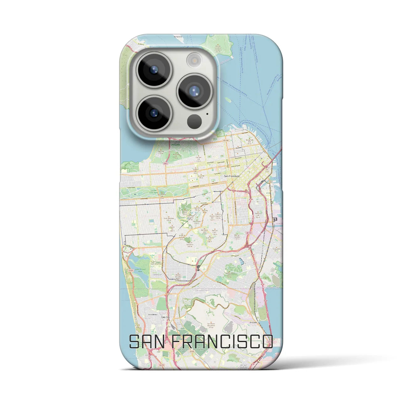 【サンフランシスコ】地図柄iPhoneケース（バックカバータイプ・ナチュラル）iPhone 15 Pro 用